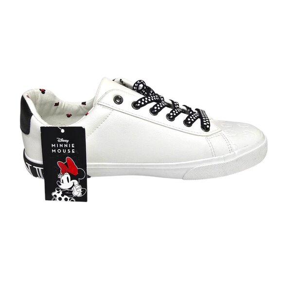 Disney Minnie Mouse Low-top Court Sneakers Womens 9.5, 10 & 11 White Embroidered - Picture 2 of 12